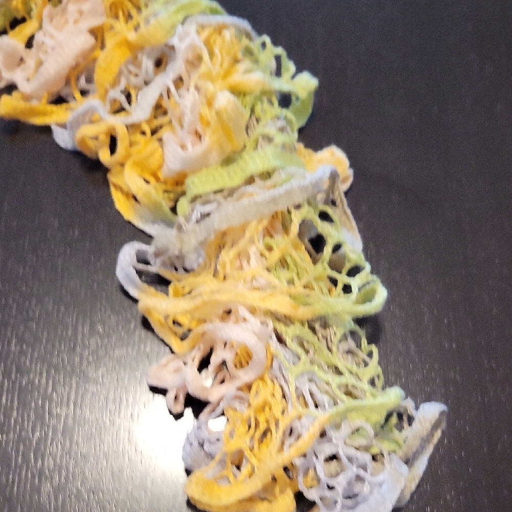 Multicolor Ruffled Hand Knit Yarn Scarf - Picture 3 of 6